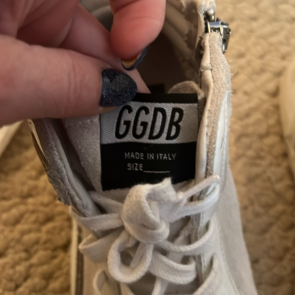Golden Goose White Suede & Leather High-Top Sneakers with Gold Star - Picture 6 of 10